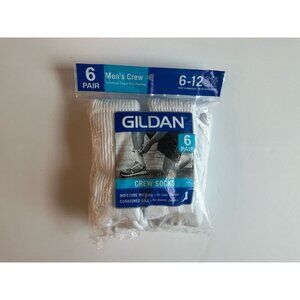 Gildan Men’s Crew Socks 6-Pair Pack – Size 6-12, White